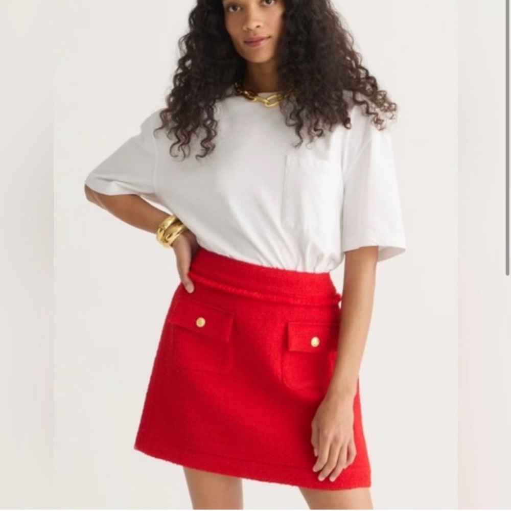 NWT J Crew Patch Pocket mini skirt in maritime tweed (red)